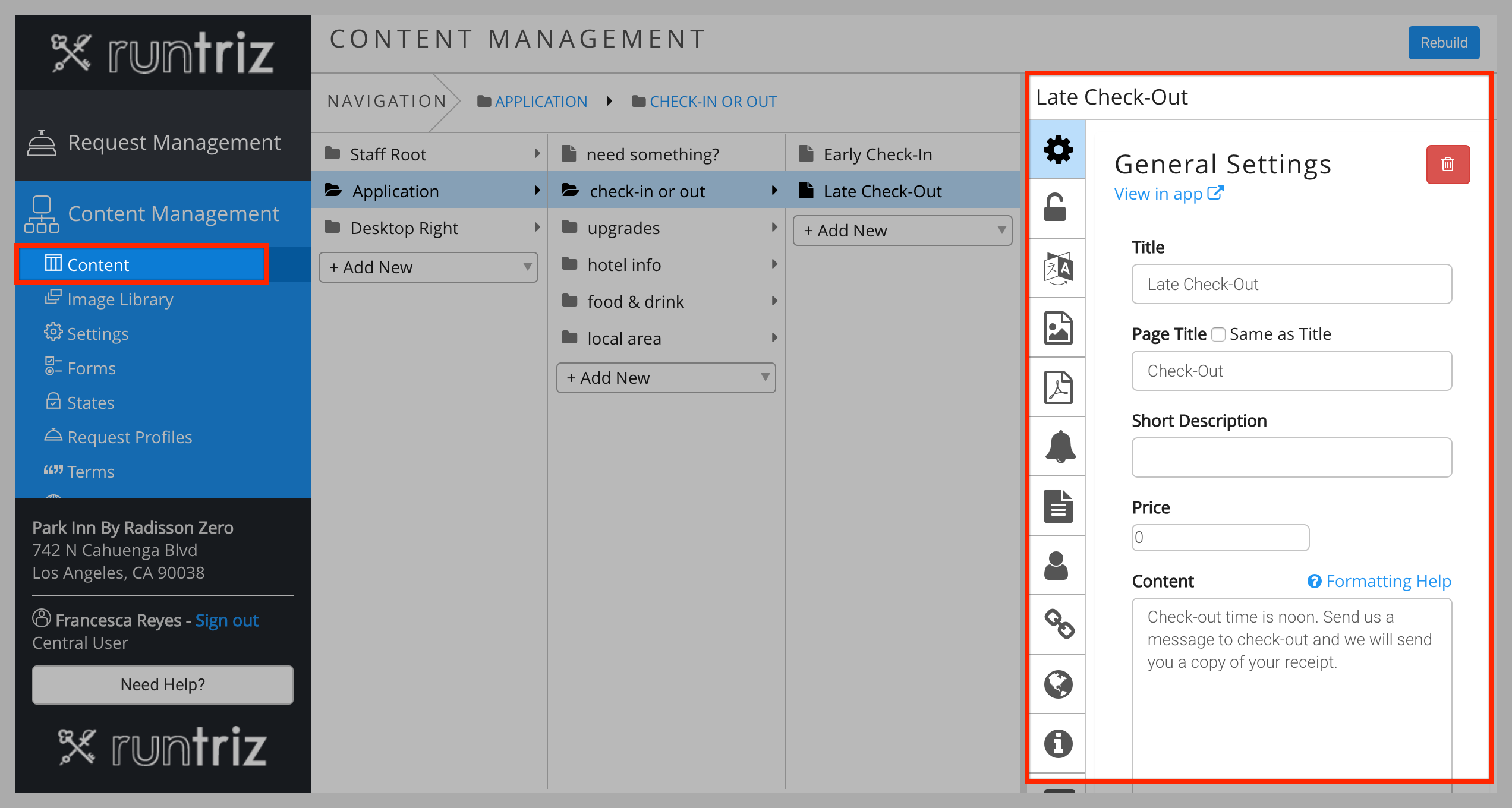 CMS - Check-In Item